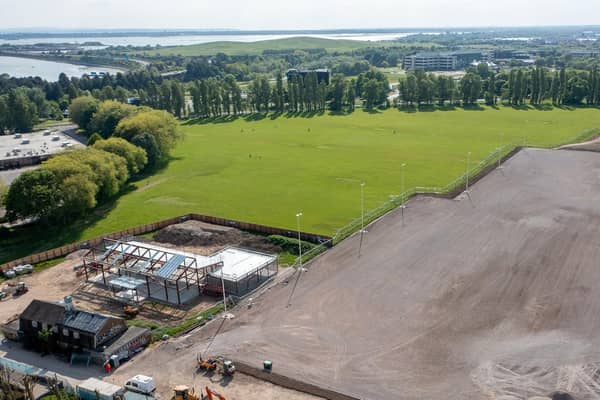 Drone pictures of the progress on the new football hub at King George V playing fields in Cosham. 
Picture: Marcin Jedrysiak