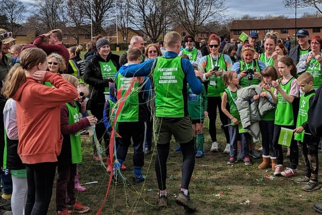Nathan Tracey has completed his 24 hour non stop running challenge for Portsmouth Down Syndrome Association. 
Picture credit: Melanie Tracey