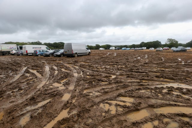 Car park. Wickham Festival on Saturday during Storm Antoni
Picture: Chris Moorhouse