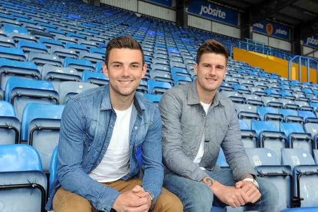 Sonny Bradley was unveiled alongside Hull team-mate Danny East at Fratton Park after a double swoop in May 2013. Picture: Paul Jacobs (131254-7)