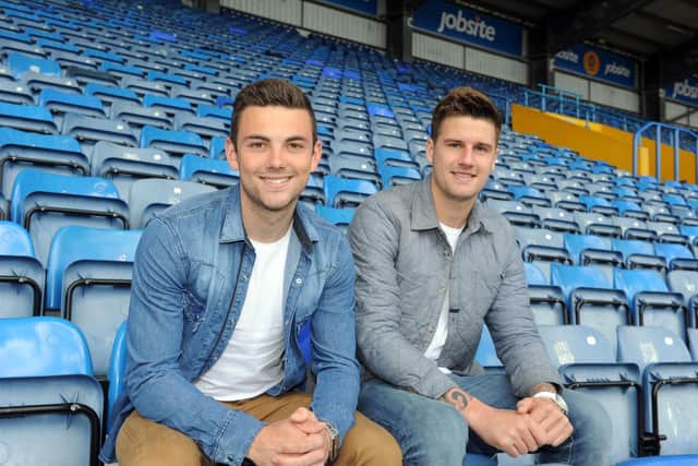 Sonny Bradley was unveiled alongside Hull team-mate Danny East at Fratton Park after a double swoop in May 2013. Picture: Paul Jacobs  (131254-7)