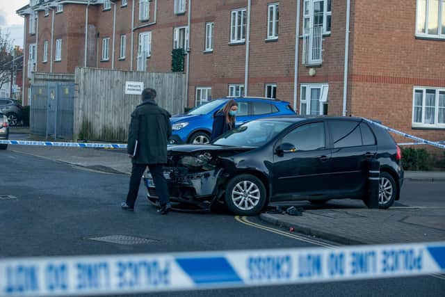 Police in Cornwall Road, Fratton in Portsmouth, on January 22, 2021, after an incident. Picture: Habibur Rahman
