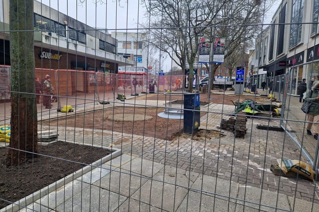 Construction underway in Commercial Road, Portsmouth City Centre, on Tuesday February 6.