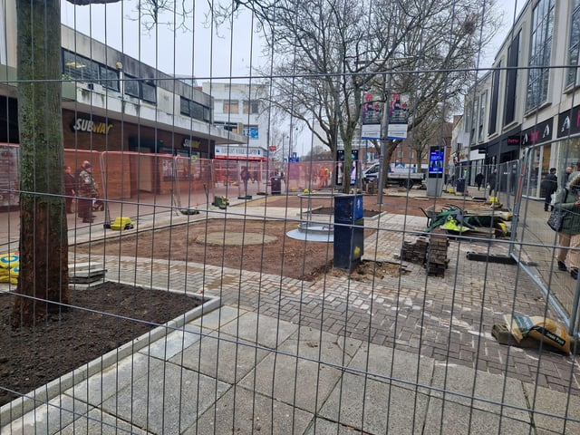 Construction underway in Commercial Road, Portsmouth City Centre, on Tuesday February 6.