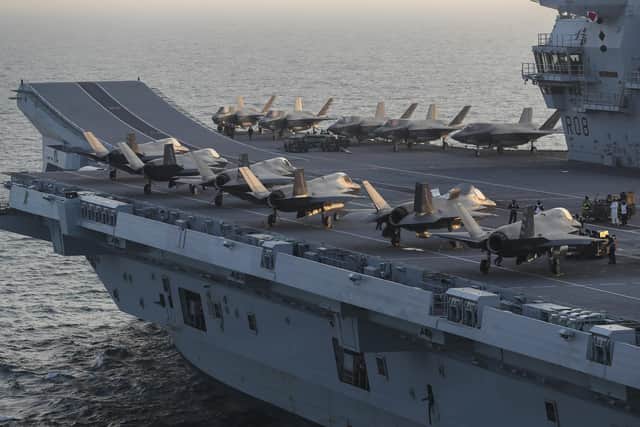HMS Queen Elizabeth has embarked two squadrons of F-35B stealth jets from the UK and US. Photo: Royal Navy/LPhot Belinda Alker