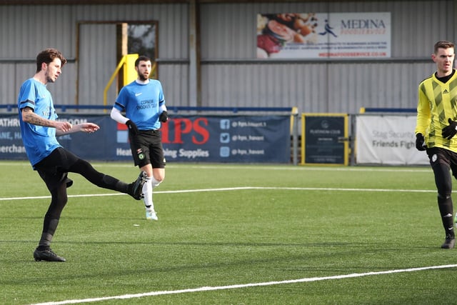 Harry Ainsley scores Eastney's sixth. Picture: Stuart Martin