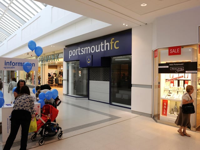 Portsmouth FC shop, pictured in 2010, has long gone from the shopping centre