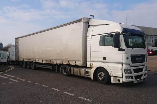 The artic lorry arrived in Gosport this morning, and is a major part of the expedition to the Ukrainian-Romanian border. Picture: Freddie Webb.