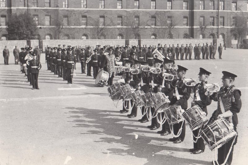 The Silver Bugles playing in Eastney RM Barracks in 1942. The News PP5710