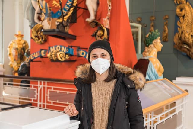 Monica Vargiu from Italy visiting the Victory Gallery on its opening day at Portsmouth Historic Dockyard. Picture: Mike Cooter (170521)