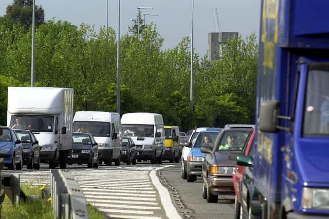 Traffic building up on the M275 and Mile End Road, Portsmouth
Pix Barbara Golds