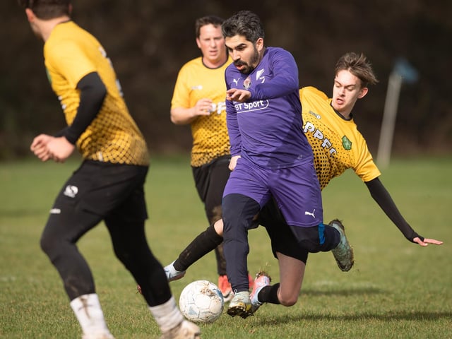 Action from AFC Tamworth's 7-2 victory over Gosham Rangers in Division Two of the City of Portsmouth Sunday League. Picture: Keith Woodland (120321-163)