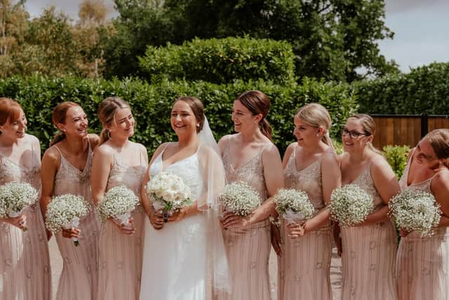 Monnie with her bridesmaids. Picture: Carla Mortimer