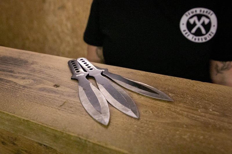 Pictured: Throwing knives at the venue.
Picture: Habibur Rahman