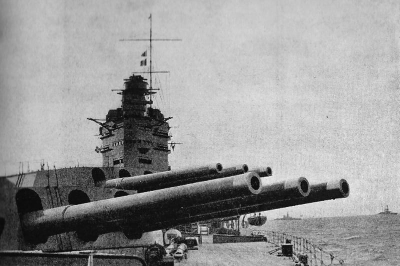 When the Royal Navy ruled the world backed by battleships like HMS Nelson which carried nine 16" guns.