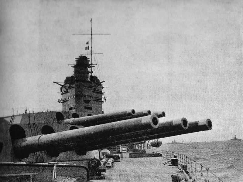 When the Royal Navy ruled the world backed by battleships like HMS Nelson which carried nine 16" guns.