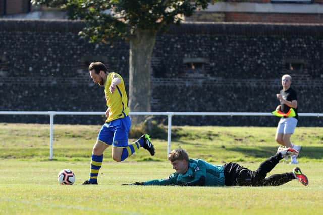 Connor Mansfield has netted 24 goals in just 16 appearances for Meon Milton this season.
Picture: Chris Moorhouse