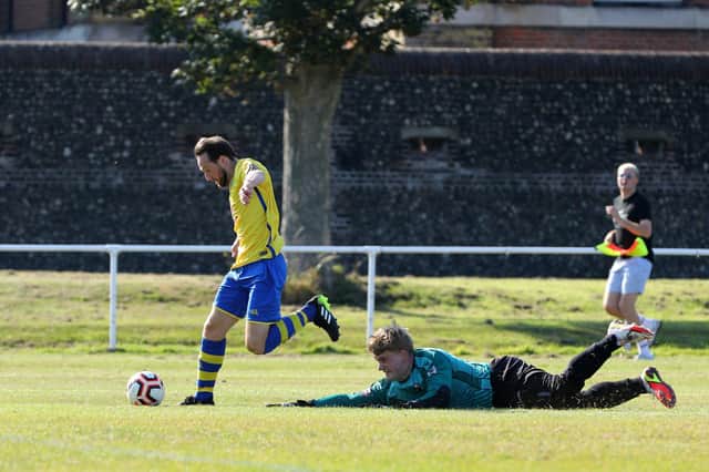 Connor Mansfield has netted 24 goals in just 16 appearances for Meon Milton this season.
Picture: Chris Moorhouse