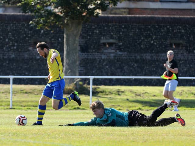 Connor Mansfield has netted 24 goals in just 16 appearances for Meon Milton this season.
Picture: Chris Moorhouse