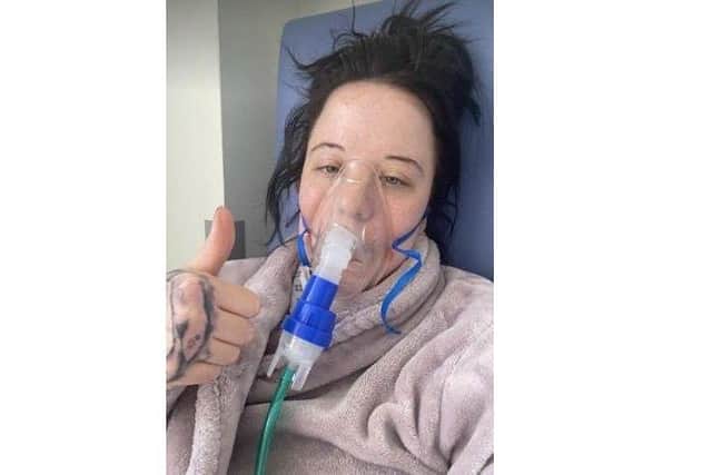 Kirsty Hext, of West Leigh, who suffered a bad reaction to her Covid jab and was placed in an induced coma during one hospital visit.
