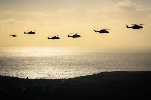 RETURN OF 845 NAVAL AIR SQUADRON FROM HMS QUEEN ELIZABETH CARRIER STRIKE GROUPS WORLD WIDE DEPLOYMENT OPERATION FORTIS