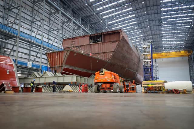 Type 31 Frigate HMS Venturer which is currently being built at Rosyth Dockyard in Scotland. Labour said the defence spending report was "totally damning", while the MoD said it only shows a dated snapshot from seven months ago and doesn't reflect current defence spending. Picture: LPhot Bill Spurr/Royal Navy.