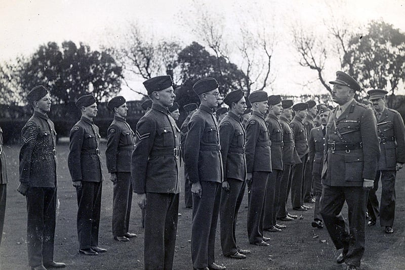Laurie Davis on the left hand end of the front row as 1190 Squadron ATC parades at Eastney barracks in 1942.