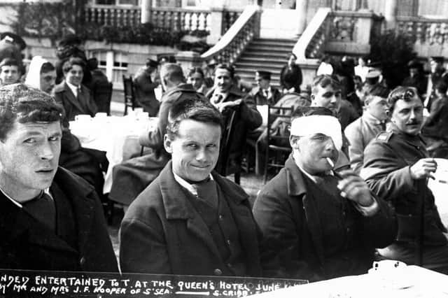 Wounded soldiers being entertained at the Queen's Hotel, Southsea, during the First World War. Picture: Stephen Cribb