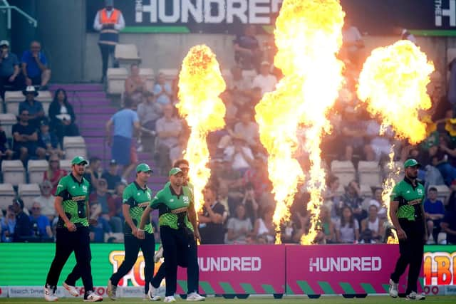 Southern Brave walk out on to the pitch prior to The Hundred match against Welsh Fire. Picture by Adam Davy/PA Wire.