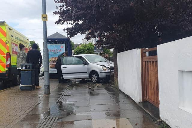 A woman, 23, and her seven-week-old baby were taken to hospital with 'no obvious injuries', paramedics said.