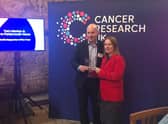 Tom Morton and Cancer Research UK chief executive Michelle Mitchell at the award ceremony in Kent