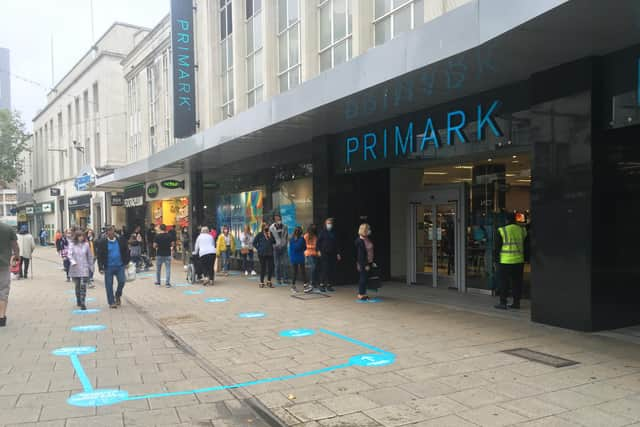 Shoppers wearing masks in Commercial Road, Portsmouth 