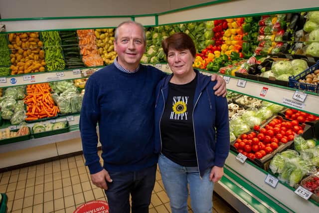 Norman and Caroline of Ushers Greengrocers are retiring after many years serving the communityPictured: Norman and Caroline Usher at Ushers Greengrocers on Monday 2nd August 2021Picture: Habibur Rahman