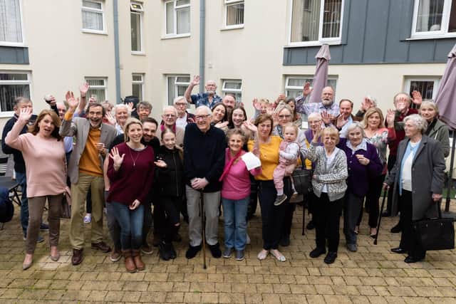 Douglas Hudson celebrates his 100th birthday with his family and friends. Picture: Duncan Shepherd