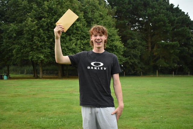 Peter Headley at Bay House collecting his GCSE results