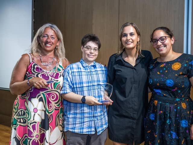 From left - Professor Claudia Maraston, PhD students Fox Davidson and Susanna Green, and Dr Jen Gupta, Associate Professor in Public Engagement and Outreach in the Institute of Cosmology and Gravitation at the University of Portsmouth