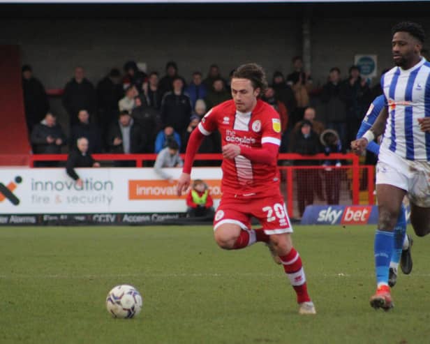 New Hawks signing Sam Matthews in action for Crawley.