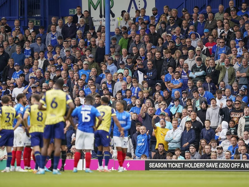 A crowd of 20,205 watched the Blues' 3-0 loss to West Brom at Fratton Park.