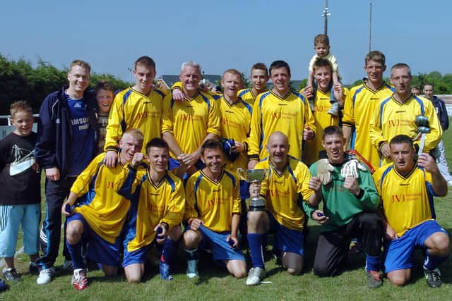 Purbrook Sports from Division 1 of Portsmouth Saturday League celebrate after winning the Len Day Cup final, May 2007.
