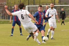 Callum Glen in action for US Portsmouth during their FA Vase semi-final with Binfield. Picture: Keith Woodland