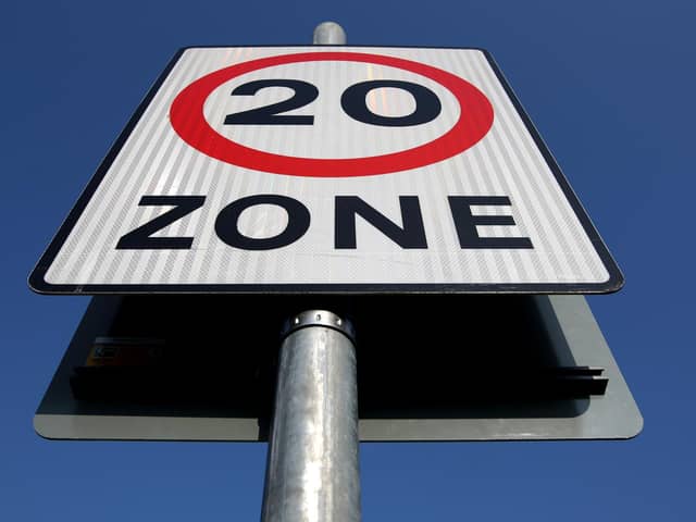 A general view of a 20mph speed limit sign. Photo: Dominic Lipinski/PA Wire