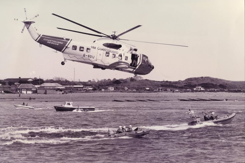 RNLI open day, demonstration by the Portsmouth lifeboat crews and the SAR helicopter, Eastney, 1995. The News PP4915