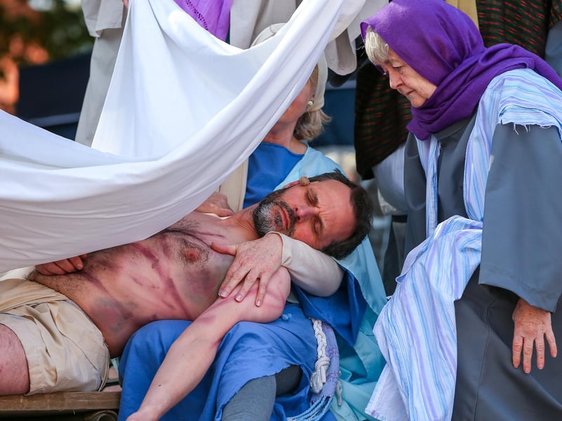 Jesus' body is taken down from the cross. The Havant Passion, West Street, HavantPicture: Chris  Moorhouse (300324-23)