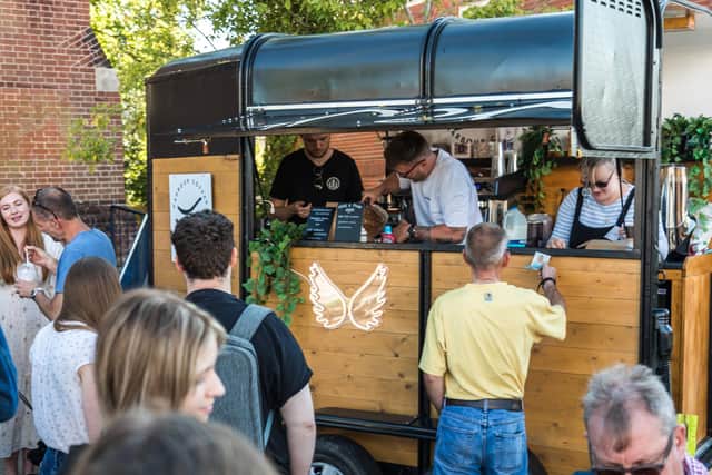 Audience members at the Harbour Coffee Van Launch. Picture: Mike Cooter (090621)