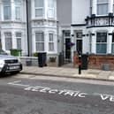 An electric vehicle charging area.