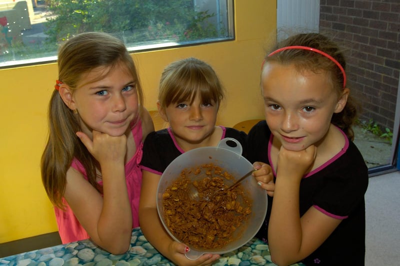 A fun cooking session at the Stranton Centre 12 years ago. Here are Natasha Dodsworth with Katrina and Georgia Doughty with their cake.
