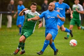 Moneyfields' Callum Laycock, left, struck twice in a 3-0 Wessex Premier win at Hythe & Dibden. Picture: Keith Woodland