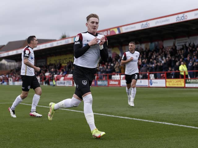Ronan Curtis celebrates his goal today. (Photo by Daniel Chesterton/phcimages.com)