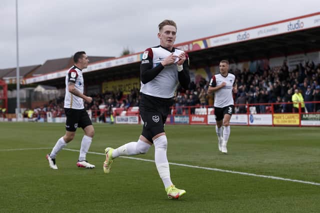 Ronan Curtis celebrates his goal today. (Photo by Daniel Chesterton/phcimages.com)