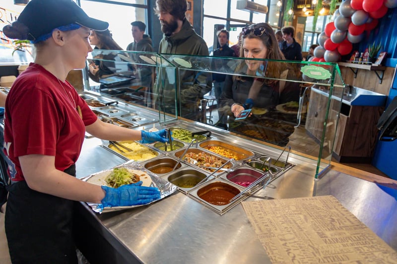 The big burrito giveaway at Tortilla, Gunwharf Quays.Picture: Mike Cooter